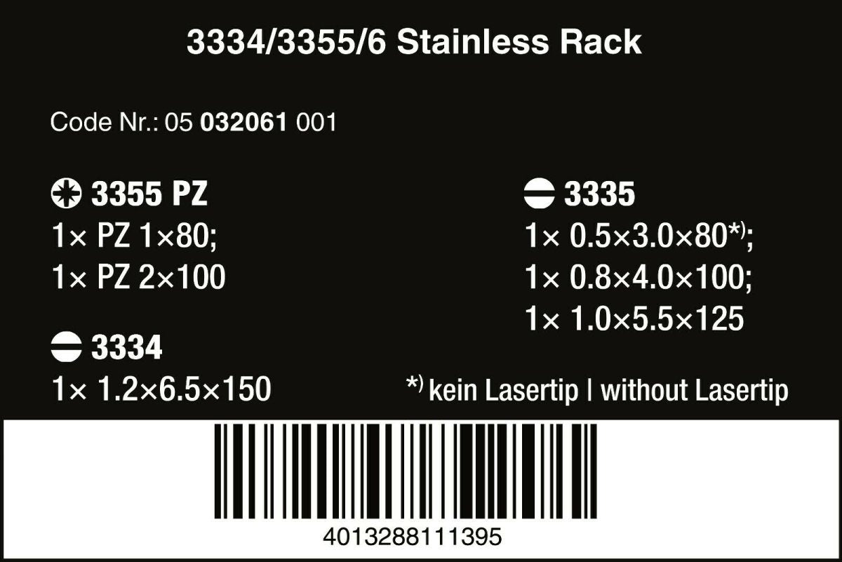 Wera 3334/3355/6 Stainless Steel Screwdriver Set 6 Piece 05032061001