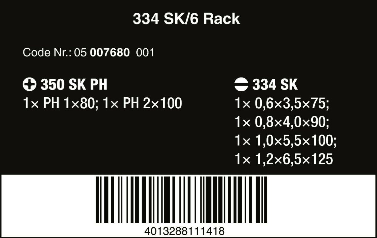 Wera 334 SK/6 Kraftform Plus Lasertip Screwdriver Set 05007680001