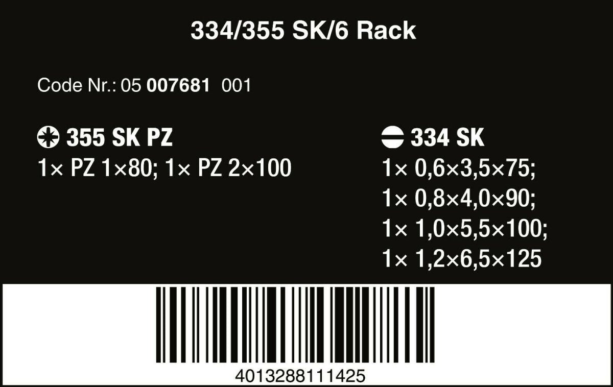Wera 334/355 SK/6 Kraftform Plus Lasertip Screwdriver Set 05007681001