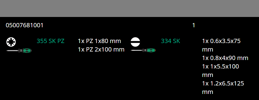 Wera 334/355 SK/6 Kraftform Plus Lasertip Screwdriver Set 05007681001