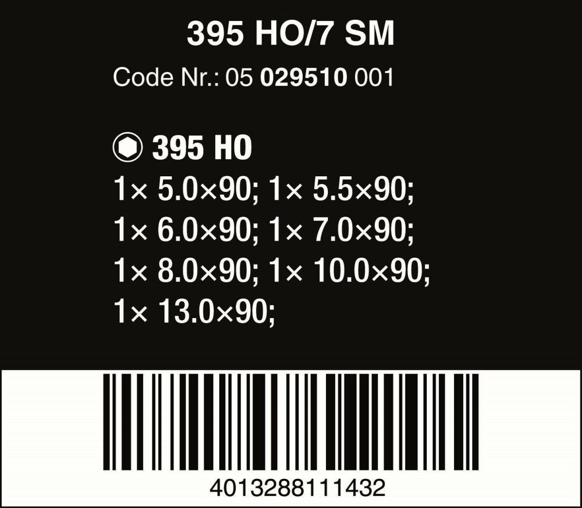 Wera 395 HOLO/7 Kraftform Plus Hollow Shaft Nut Driver Set Metric 05029510001