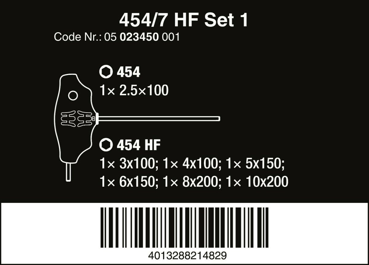 Wera 454/7 HF Set 1 Hex Plus T-Handle Screwdriver Set With Rack 05023450001