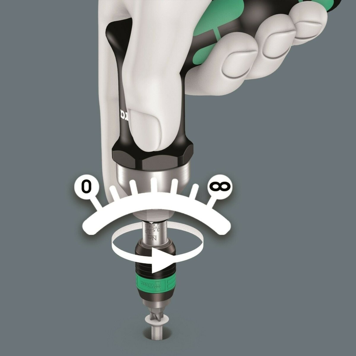 Wera 7443 Adjustable Pistol Grip Torque Screwdriver 4 - 8.8 Nm 1/4" 05074705001
