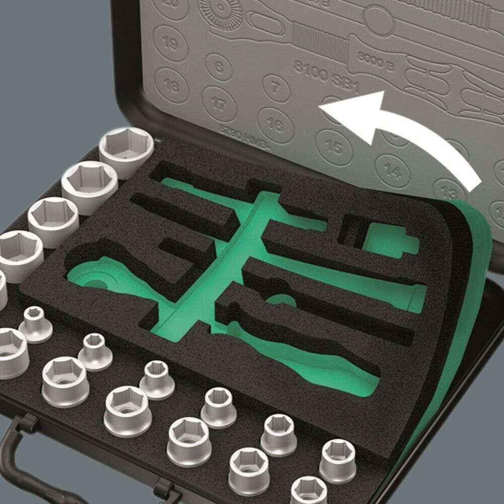 Wera 8100 SA 2 Zyklop Socket Wrench Set 1/4" Drive Metric 42 Pieces 05003533001