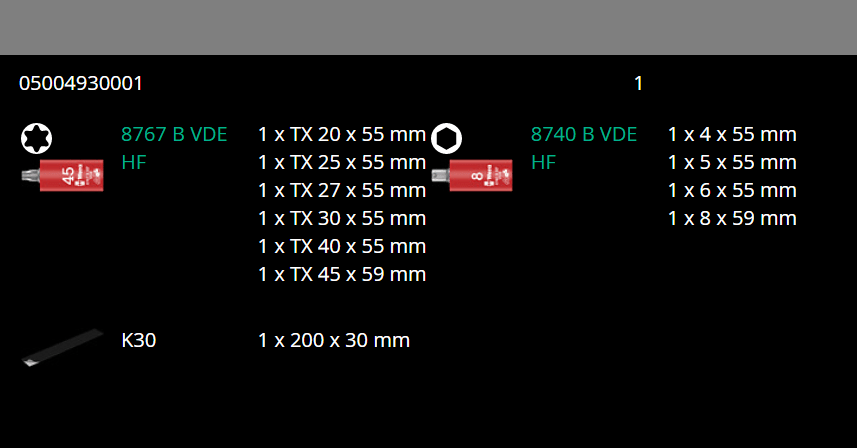 Wera 8767 B VDE HF Belt B VDE 1 Zyklop TORX® Socket Set 3/8" Drive 05004930001