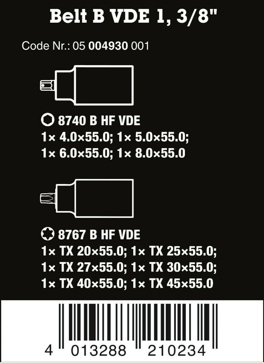 Wera 8767 B VDE HF Belt B VDE 1 Zyklop TORX® Socket Set 3/8" Drive 05004930001