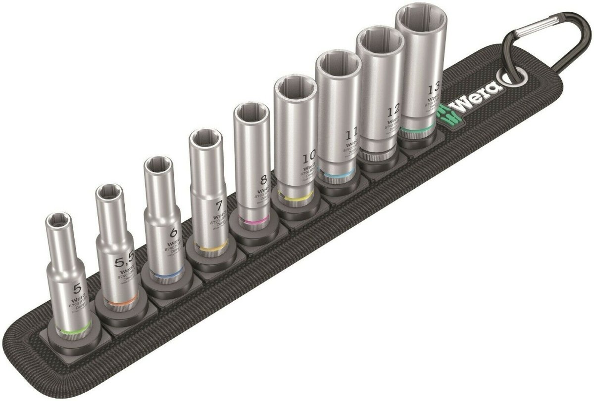 Wera 8790 HMA Belt A Deep 1 Socket Set 1/4" Drive Metric 9 Pieces 05004525001
