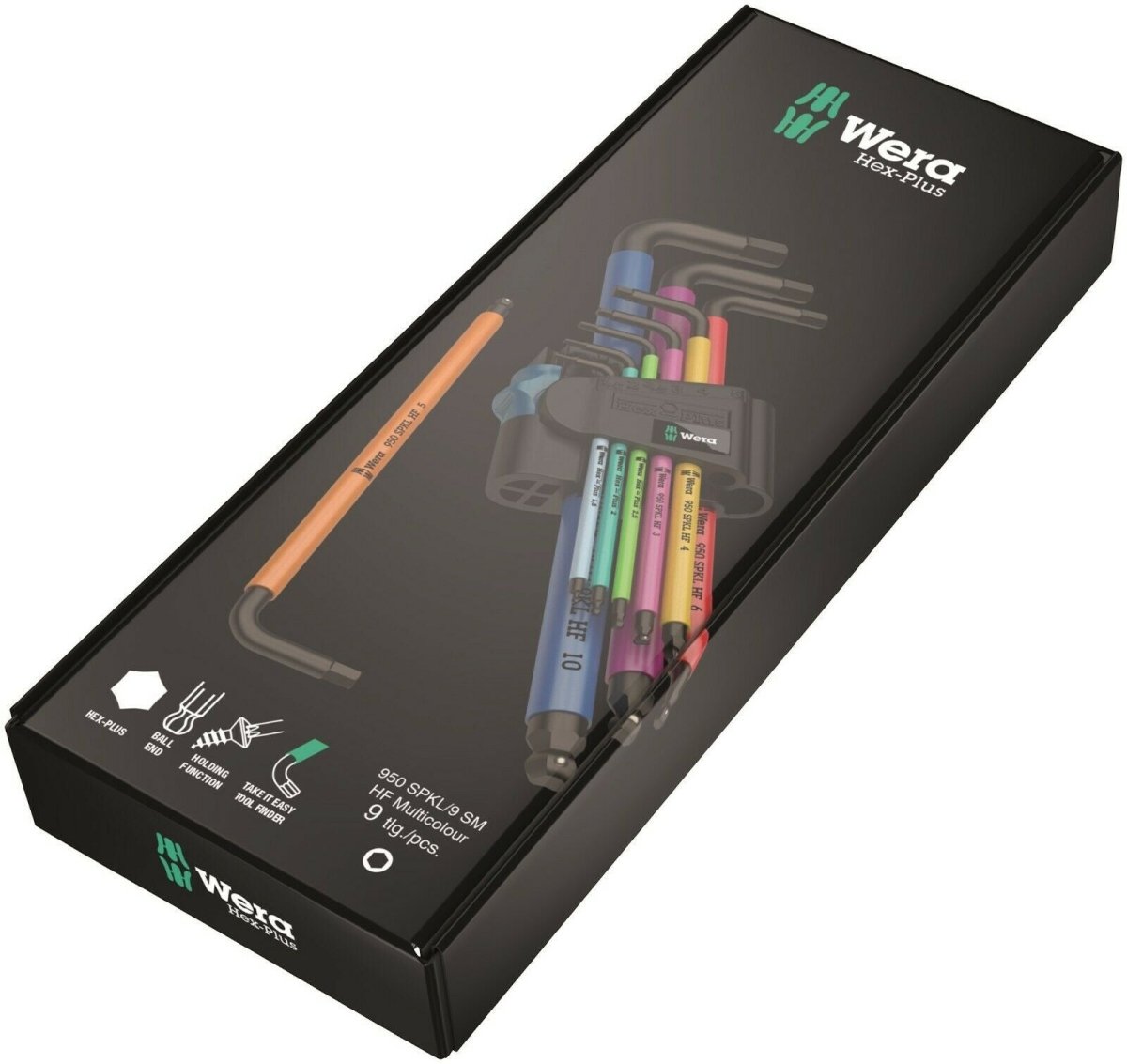 Wera 950/9 HF 1 Hex-Plus Multicolor L-Key Set Metric 9 Pieces 05022210001