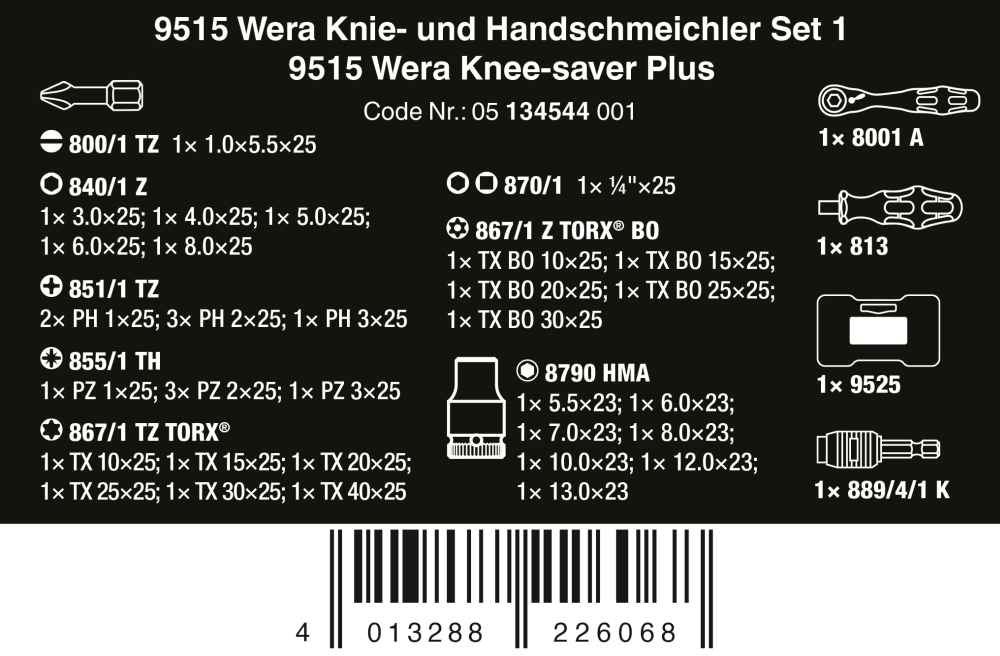 Wera 9515 Wera Knee Saver Plus 40 Pieces 05134544001