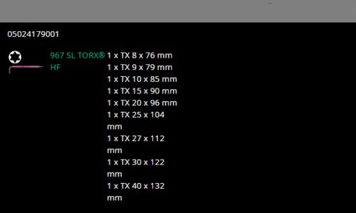 Wera 967/9 TX TORX® L-Key Set With Holding Function 05024179001
