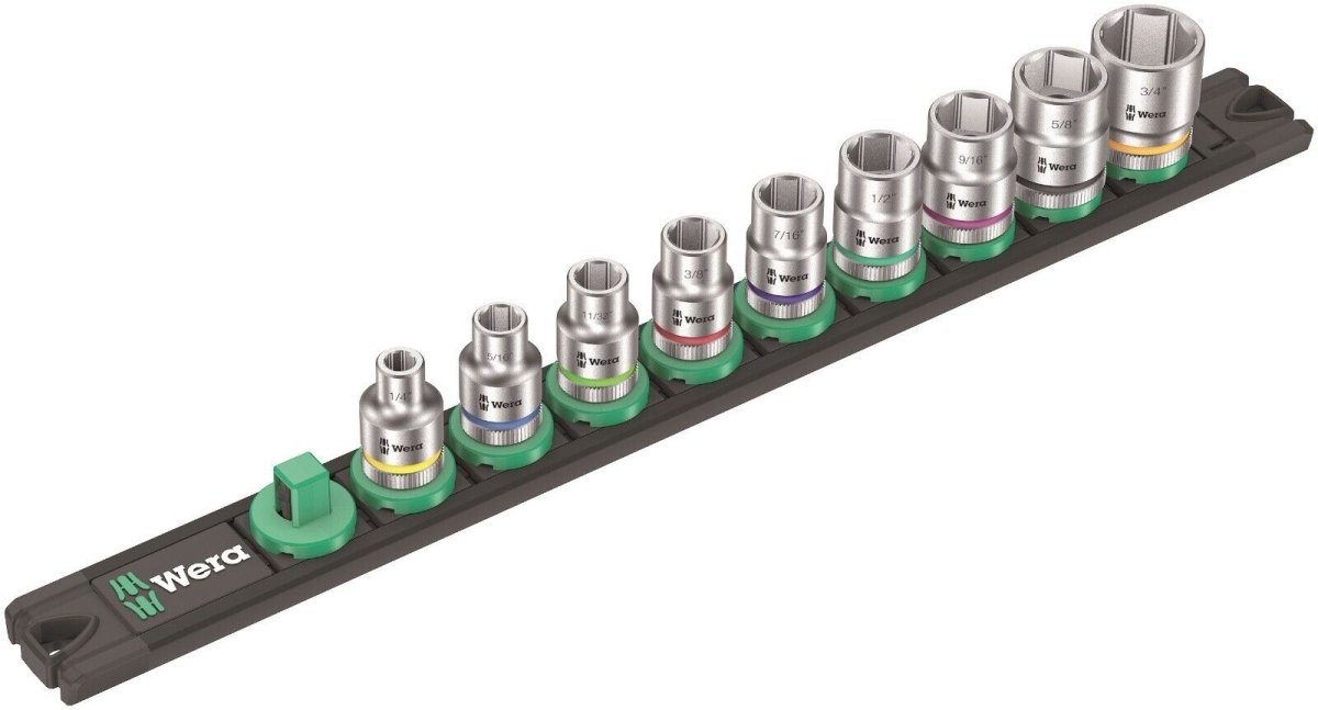 Wera B Zyklop Magnetic Rail Socket Set 3/8" Drive 9 Pieces SAE 05005450001