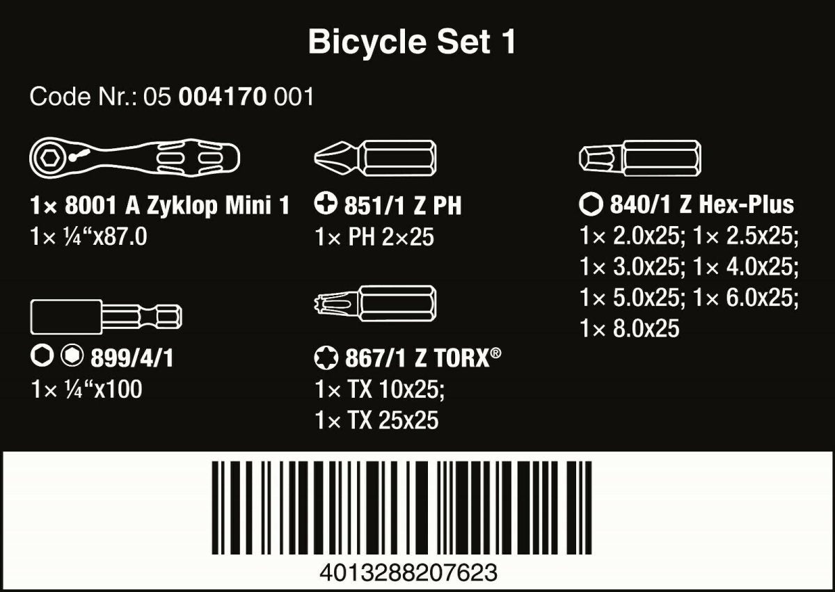Wera Bicycle Set 1 Zyklop Mini Ratchet Set 1/4" Drive Metric 05004170001