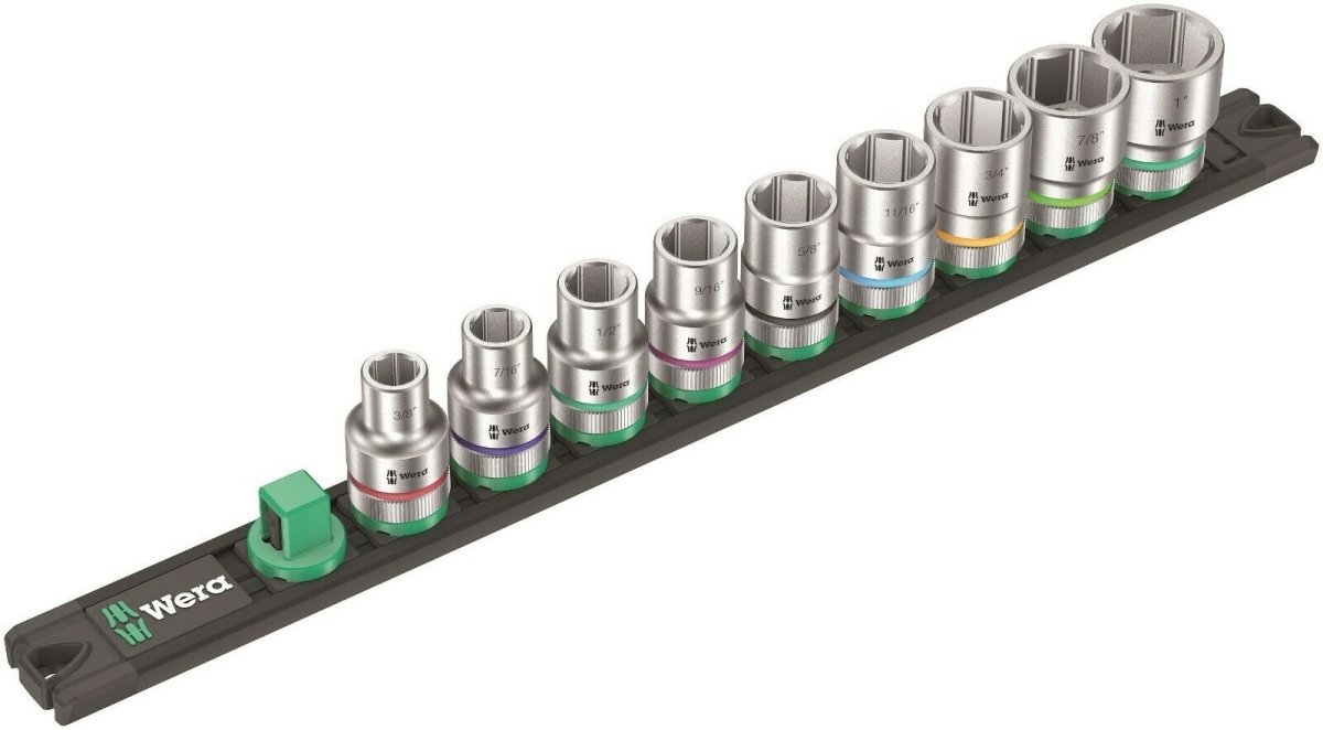 Wera C 1 Zyklop Magnetic Socket Rail Set 1/2" Drive 9 Pieces SAE 05005480001