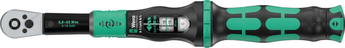 Wera Click-Torque Lock A 5 R/L Torque Wrench 2.5 -25 Nm 1/4" Drive 05075693001