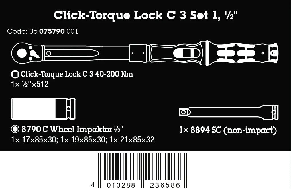 Wera Click-Torque Lock C 3 Car Wheel Change Set 1