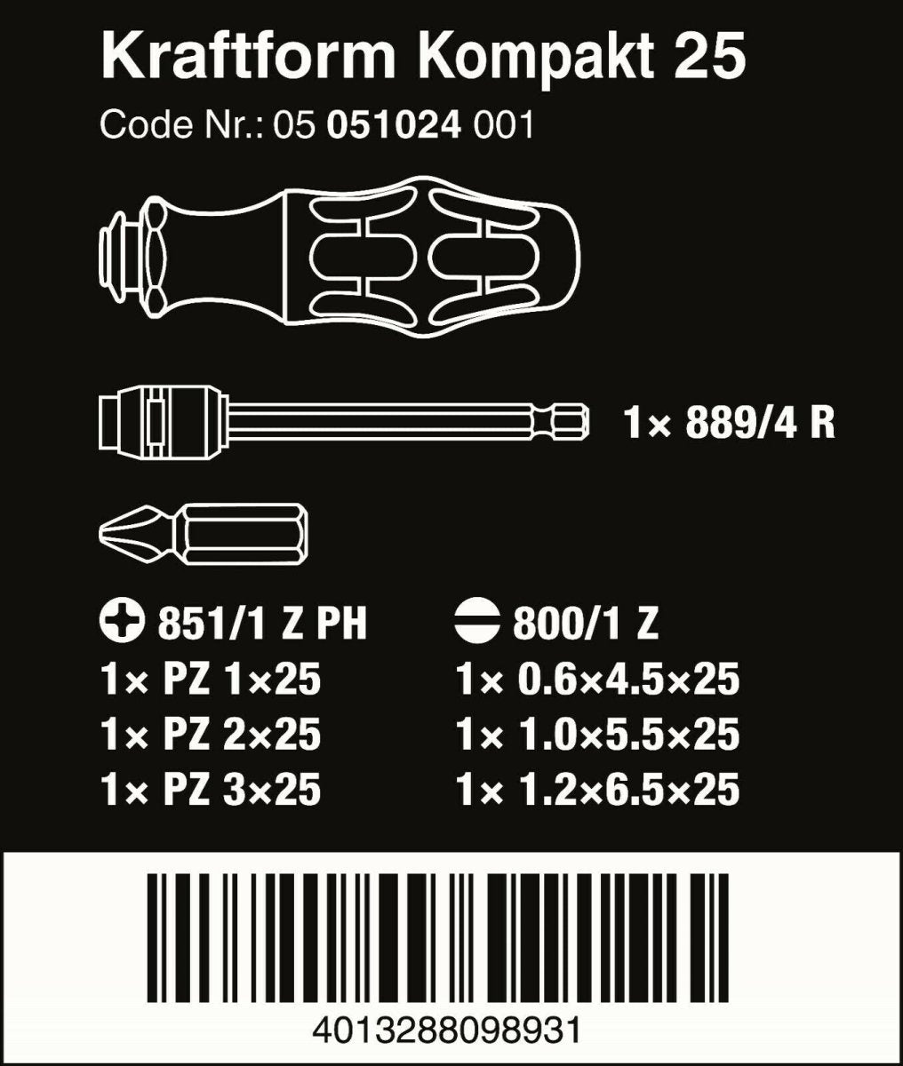 Wera Kraftform Kompakt 25 Combination Driver Magazine and Pouch Set 05051024001
