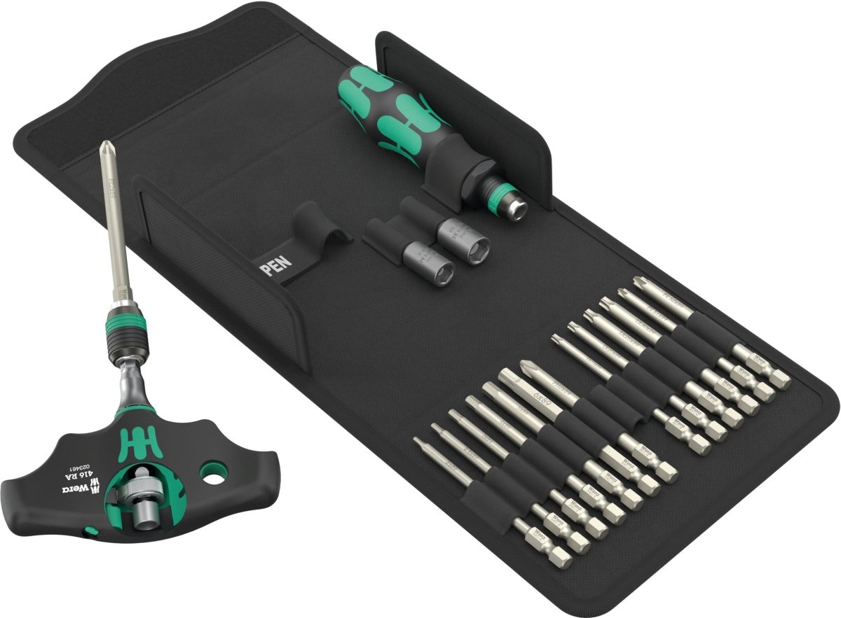 Wera Kraftform Kompakt 400 RA SHK Set 1 HVAC Ratcheting T-Handle Set Metric 05136072001