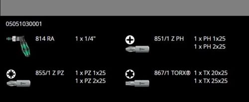 Wera Kraftform Kompakt Vario Pistol RA Ratcheting Screwdriver Set 05051030001