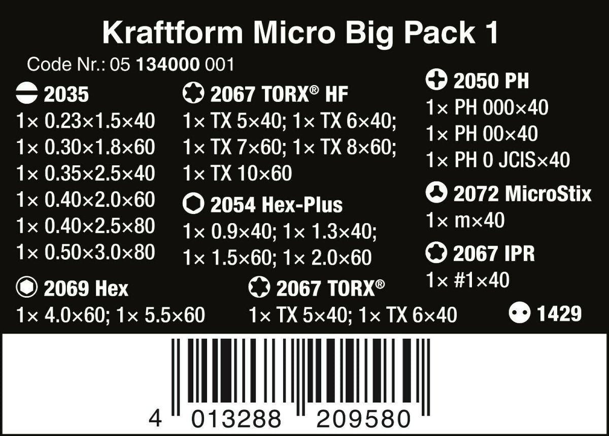 Wera Kraftform Micro Big Pack 1 Precision Screwdriver Set 05134000001