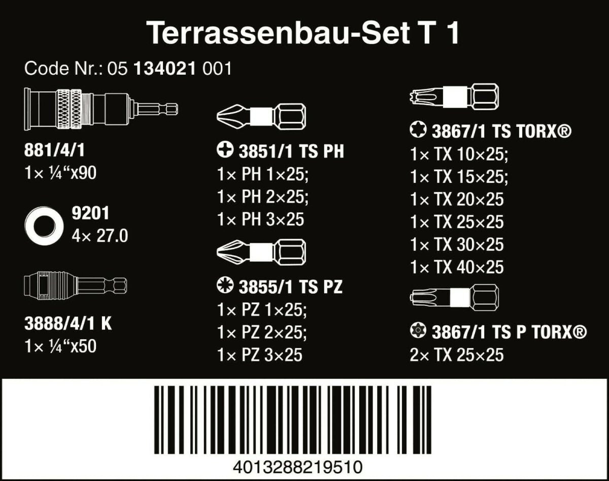 Wera Patio Construction Set T 1 17 Piece 05134021001