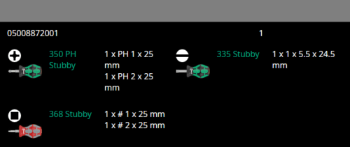 Wera Stubby Set 3 Screwdriver Set 5 Piece 05008872001