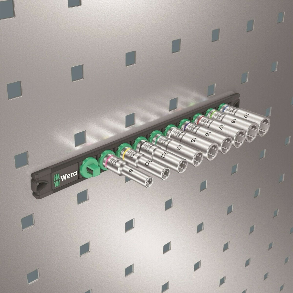 Wera Zyklop Magnetic Socket Rail B Deep 1 Set 3/8" Drive 9 Pieces 05005440001