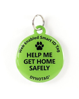 Super Pet Tag - Polymer Coated Stainless Steel, Color Green: "Help Me Get Home Safely"