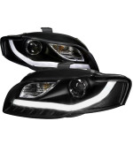 PROJECTOR HEADLIGHT BLACK R8 STYLE WITH LED SIGNAL