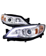 CHROME HOUSING PROJECTOR HEADLIGHTS WITH LED DAY TIME RUNNING LIGHT STRIP