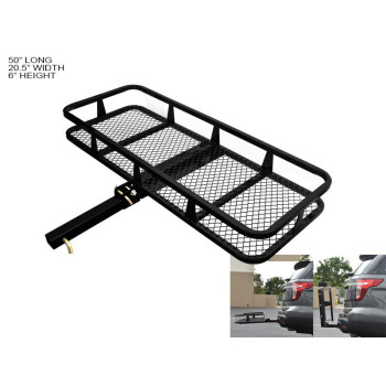 Armordillo 2" Hitch Cargo Carrier 20" X 48" Basket Style Fold Up Trailer Hitch - Black