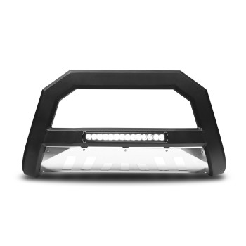 Armordillo 2002-2006 Chevy Avalanche 1500 AR Series Bull Bar W/LED - Matte Black W/Aluminum Skid Plate