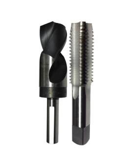 11/16"-11 HSS Plug Tap and matching 19/32" HSS 1/2" Shank Drill Bit in plastic pouch.