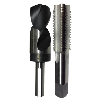 11/16"-11 HSS Plug Tap and matching 19/32" HSS 1/2" Shank Drill Bit in plastic pouch.