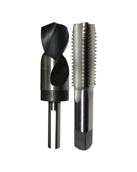 3/4"-10 HSS Plug Tap and matching 21/32" HSS 1/2" Shank Drill Bit in plastic pouch.