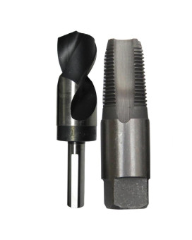 3/8" Carbon Steel NPT Tap and 37/64" HSS Drill Bit in plastic pouch. 37/64" drill bit has 1/2" shank.