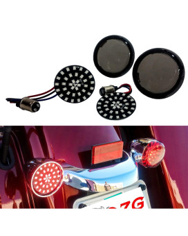 (W) Black Out Red LED Turn Signal Running Light Insert Harley Bullet 1157 Bulb FL FX XL Smoke Lens touring dyna softail sportster street road electra glide