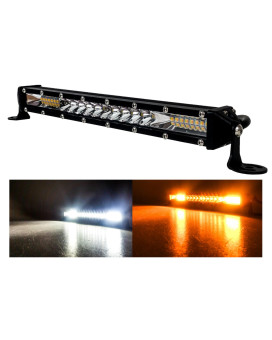 (W) M-Series 10" Dual White Amber Ultra Slim High Output Osram Color Changing LED Light Bar Single Row Spot Flood Combo Beam Off Road Truck ATV Marine Boat RV Heavy Equipment Vehicles 12 - 30 Volts