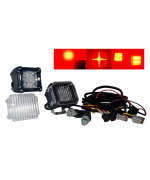 (W) DRL PODS 3" Red 20w LED Spot Beam + Red DRL Rear Fog light Brake Stop Tail Turn Signal light Wiring Harness and Dual Switch for Off Road Motorcycle Jeep ATV SUV Semi Truck Trailer Marine Vessels Heavy Equipment Vehicles 12V 24V