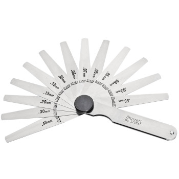 173Mat Millimeter Reading Thickness Gage, Tapered Leaves, .03-.50Mm Thickness, Includes 13 Leaves Ranging From .03 To .50Mm Thickness