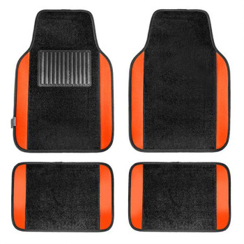 2 Tone Carpet Floor Mats With Heel Pad - Orange