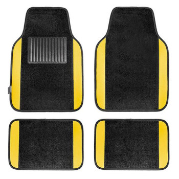 2 Tone Carpet Floor Mats With Heel Pad - Yellow