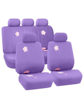 Floral Design Car Seat Covers - Purple