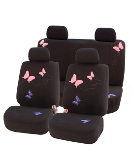 Butterfly Embroidery Car Seat Covers - Black