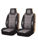 Leatherette Seat Cushion Pads Front Set - Gray