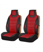 Leatherette Seat Cushion Pads Front Set - Red