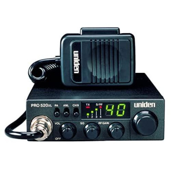 Uniden PRO520XL Pro Series 40-Channel CB Radio. Compact Design. ANL Switch and PA/CB Switch. 7 Watts of Audio Output and Instant Emergency Channel 9. - Black