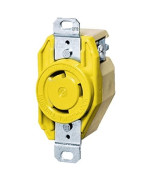 Hubbell Locking Devices, Twist-Lock, Marine Grade, Flush Receptacle, 30A 125V, 2-Pole 3-Wire Grounding, L5-30R, Screw Terminal, Yellow