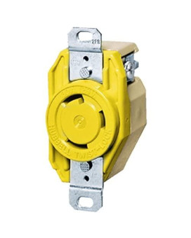 Hubbell Locking Devices, Twist-Lock, Marine Grade, Flush Receptacle, 30A 125V, 2-Pole 3-Wire Grounding, L5-30R, Screw Terminal, Yellow