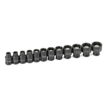 Grey Pneumatic (9712UM) 1/4" Surface Drive 12-Piece Standard Universal Metric Socket Set