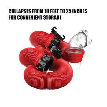 Valterra EZ Coupler 20-Foot RV Sewer Hose Kit, Universal Sewer Hose for RV Camper, Includes 2 Attachable 10-Foot Hoses with Rotating Fittings and 90 Degree Clearview Sewer Adapter